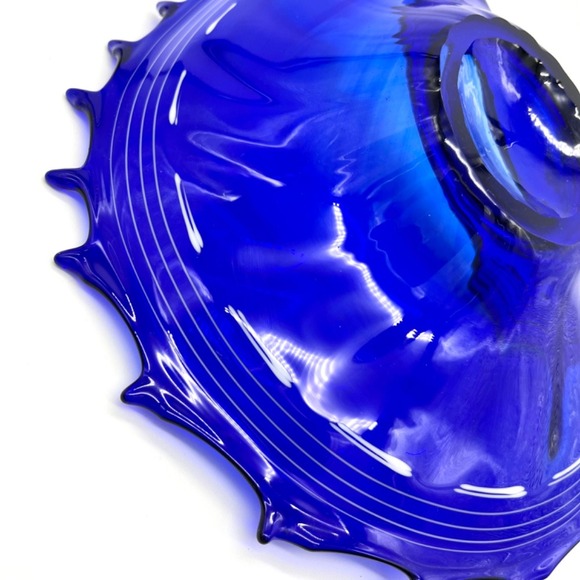 Makora Krosno Cobalt Blue Art Glass Bowl Centerpiece Modern Decor‎ Conch Shell